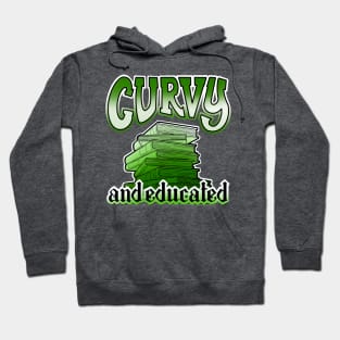 Curvy and educated, stack of green books Hoodie